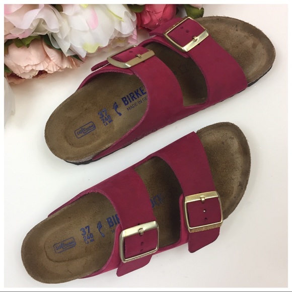 Birkenstock Shoes - BIRKENSTOCK Arizona Softbed Pink Nubuck 37 Narrow